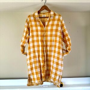 cotton tumblr vibtage plaid yellow white dress shirt size M L